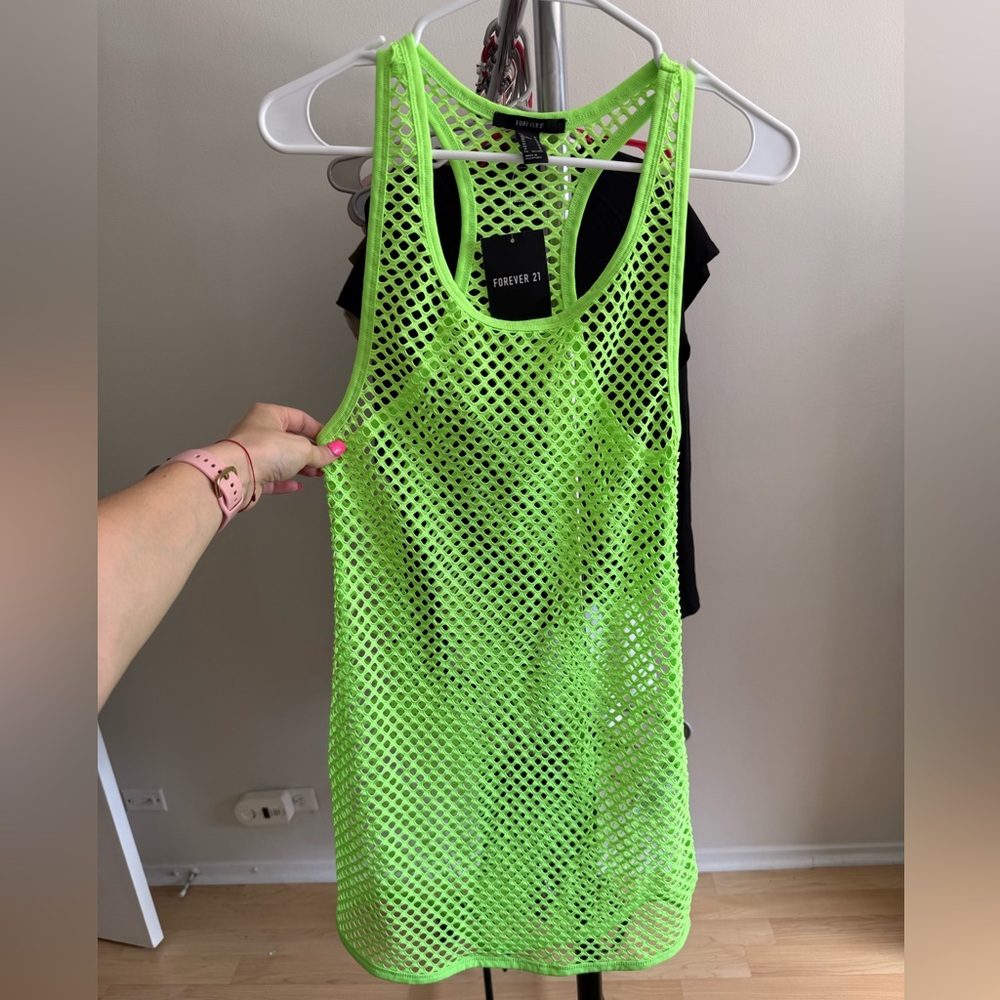 Forever 21 Neon Green Mesh Dress
